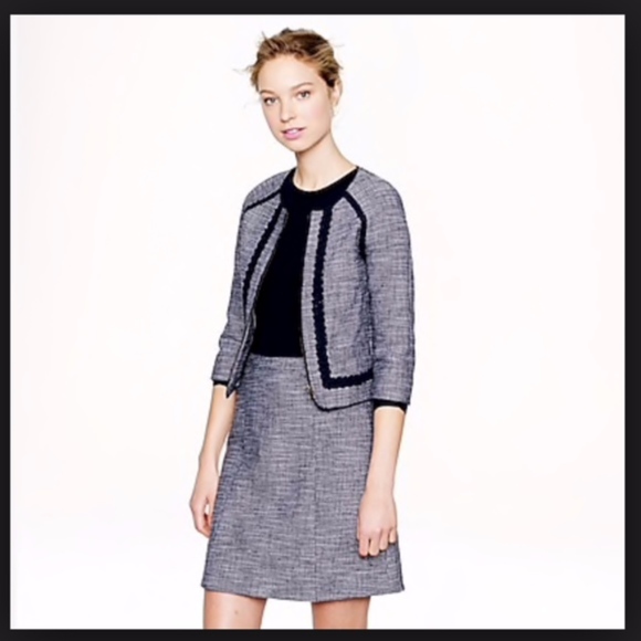 J. Crew Blue Suit Jacket with Braided Trim - Picture 3 of 6